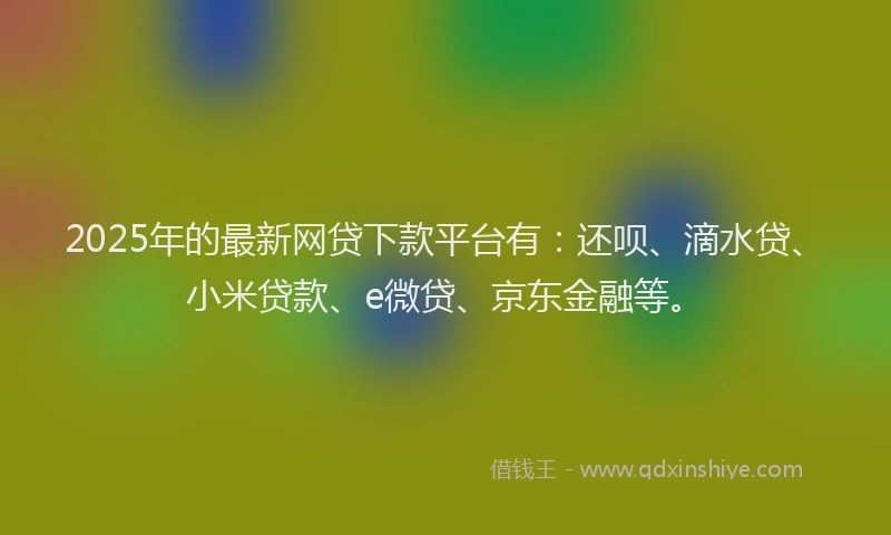 2025年的最新网贷下款平台有：还呗、滴水贷、小米贷款、e微贷、京东金融等。