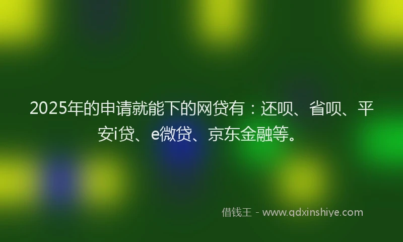 2025年的申请就能下的网贷有：还呗、省呗、平安i贷、e微贷、京东金融等。