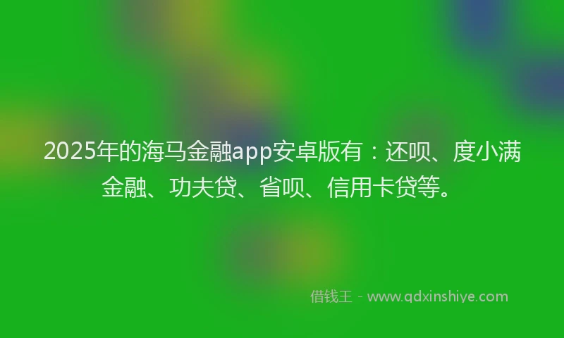 2025年的海马金融app安卓版有：还呗、度小满金融、功夫贷、省呗、信用卡贷等。
