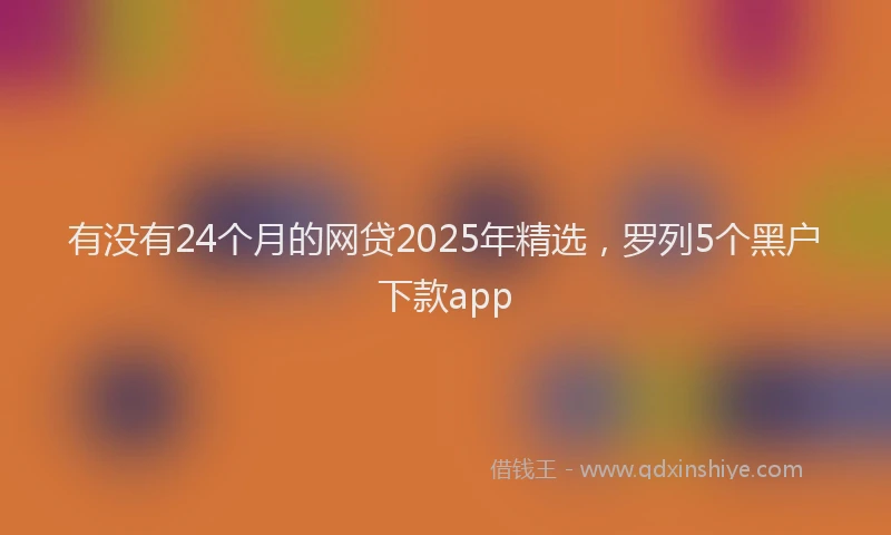 有没有24个月的网贷2025年精选，罗列5个黑户下款app