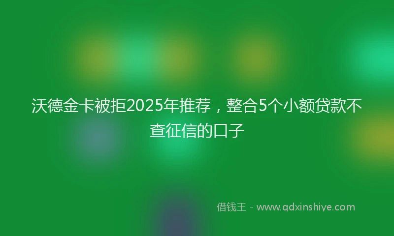 沃德金卡被拒2025年推荐，整合5个小额贷款不查征信的口子