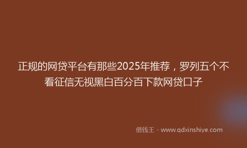 正规的网贷平台有那些2025年推荐，罗列五个不看征信无视黑白百分百下款网贷口子