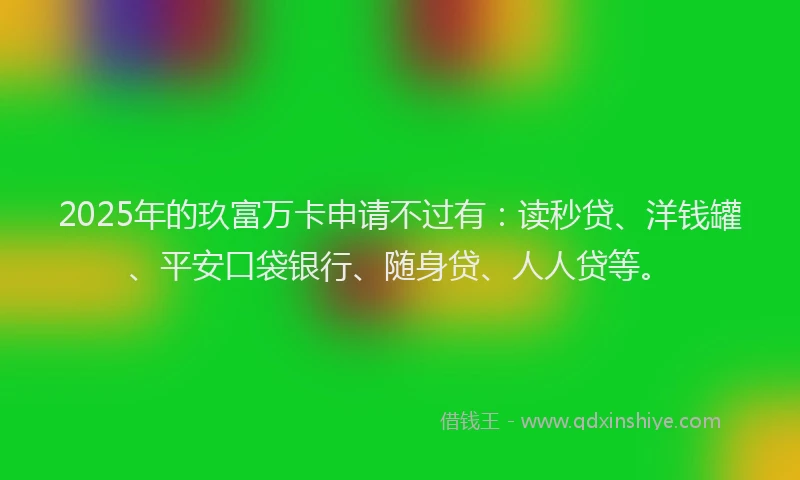 2025年的玖富万卡申请不过有：读秒贷、洋钱罐、平安口袋银行、随身贷、人人贷等。