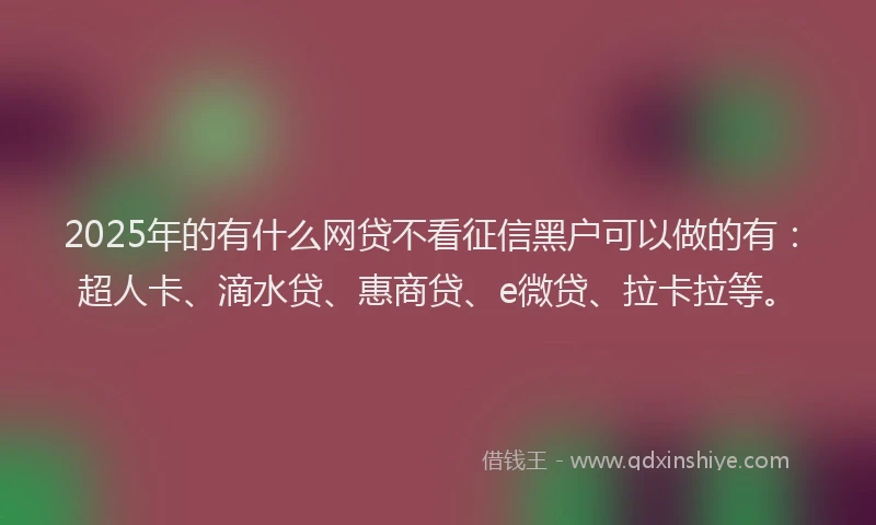 2025年的有什么网贷不看征信黑户可以做的有：超人卡、滴水贷、惠商贷、e微贷、拉卡拉等。
