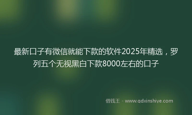 最新口子有微信就能下款的软件2025年精选，罗列五个无视黑白下款8000左右的口子