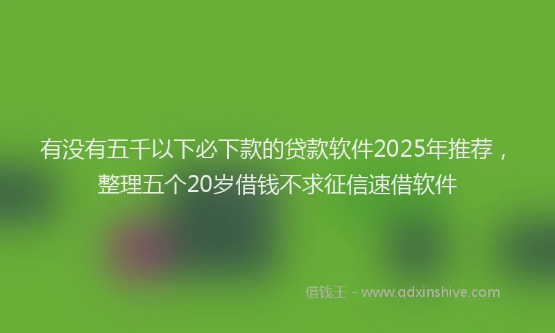 有没有五千以下必下款的贷款软件2025年推荐，整理五个20岁借钱不求征信速借软件