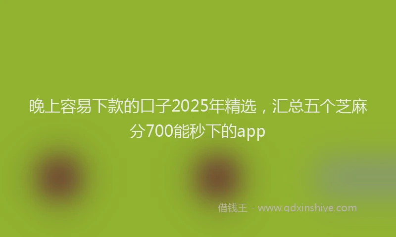 晚上容易下款的口子2025年精选，汇总五个芝麻分700能秒下的app