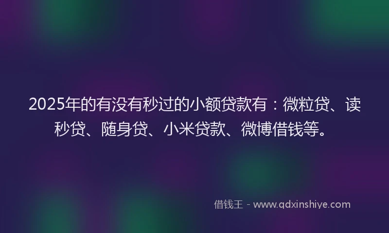 2025年的有没有秒过的小额贷款有：微粒贷、读秒贷、随身贷、小米贷款、微博借钱等。