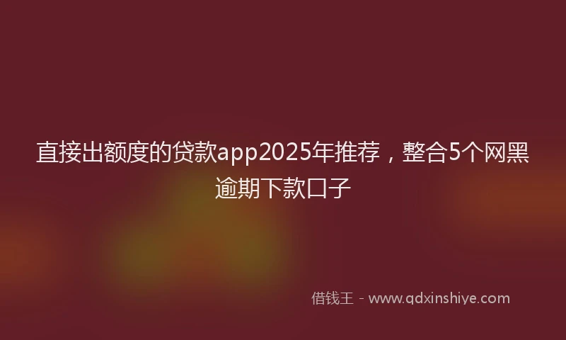 直接出额度的贷款app2025年推荐，整合5个网黑逾期下款口子