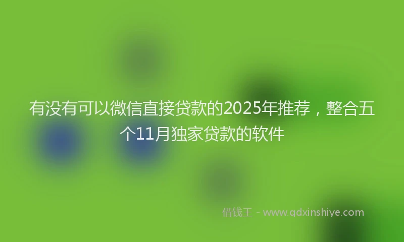 有没有可以微信直接贷款的2025年推荐，整合五个11月独家贷款的软件