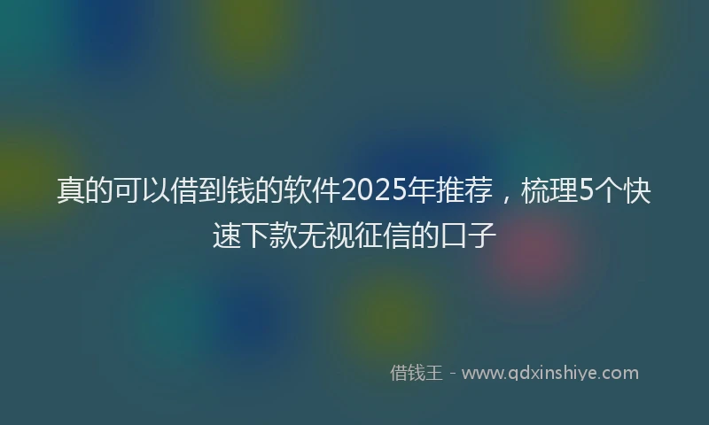 真的可以借到钱的软件2025年推荐，梳理5个快速下款无视征信的口子