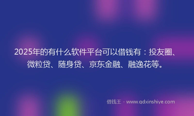 2025年的有什么软件平台可以借钱有：投友圈、微粒贷、随身贷、京东金融、融逸花等。