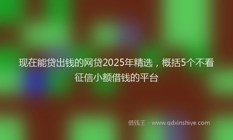 现在能贷出钱的网贷2025年精选，概括5个不看征信小额借钱的平台