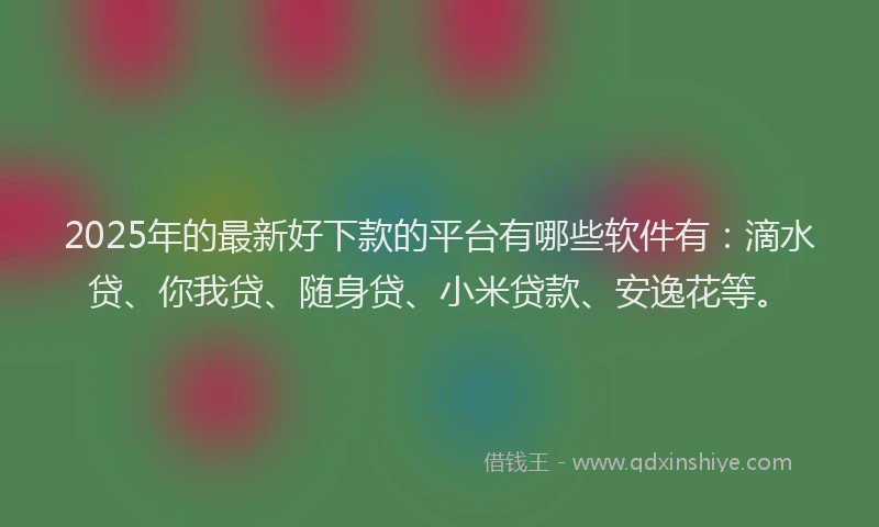 2025年的最新好下款的平台有哪些软件有：滴水贷、你我贷、随身贷、小米贷款、安逸花等。