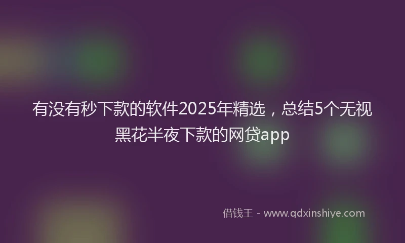 有没有秒下款的软件2025年精选，总结5个无视黑花半夜下款的网贷app