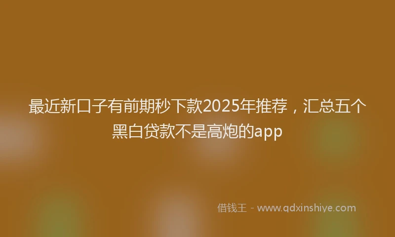 最近新口子有前期秒下款2025年推荐，汇总五个黑白贷款不是高炮的app