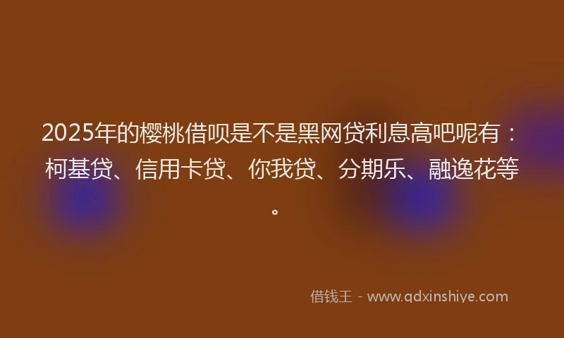 2025年的樱桃借呗是不是黑网贷利息高吧呢有：柯基贷、信用卡贷、你我贷、分期乐、融逸花等。