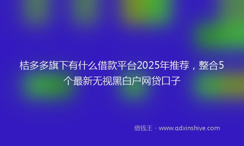 桔多多旗下有什么借款平台2025年推荐，整合5个最新无视黑白户网贷口子