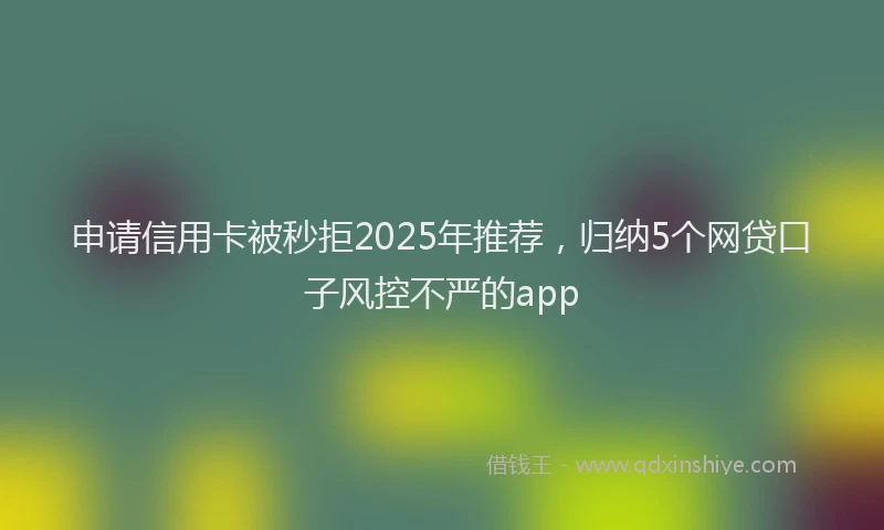 申请信用卡被秒拒2025年推荐，归纳5个网贷口子风控不严的app
