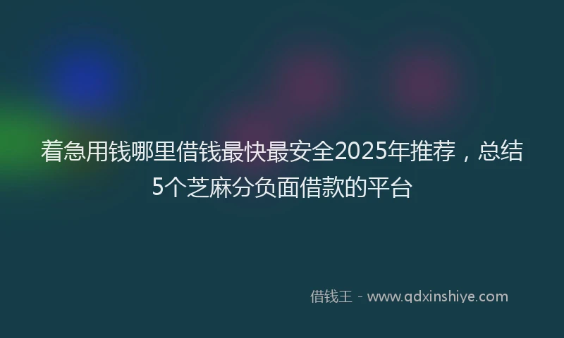 着急用钱哪里借钱最快最安全2025年推荐，总结5个芝麻分负面借款的平台