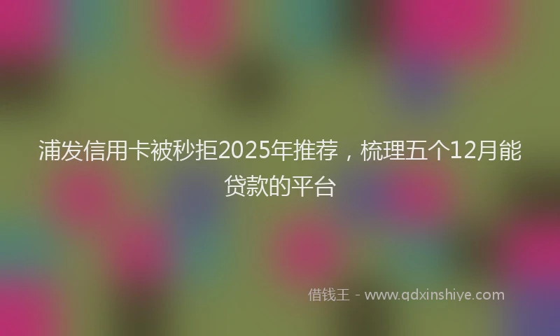 浦发信用卡被秒拒2025年推荐，梳理五个12月能贷款的平台
