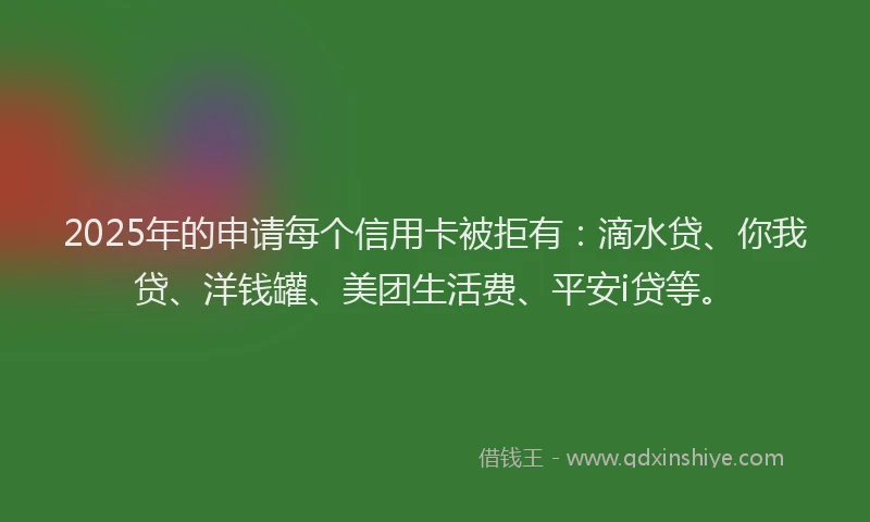 2025年的申请每个信用卡被拒有：滴水贷、你我贷、洋钱罐、美团生活费、平安i贷等。