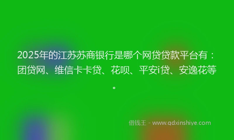 2025年的江苏苏商银行是哪个网贷贷款平台有：团贷网、维信卡卡贷、花呗、平安i贷、安逸花等。