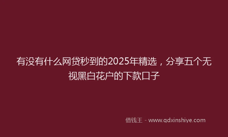 有没有什么网贷秒到的2025年精选，分享五个无视黑白花户的下款口子