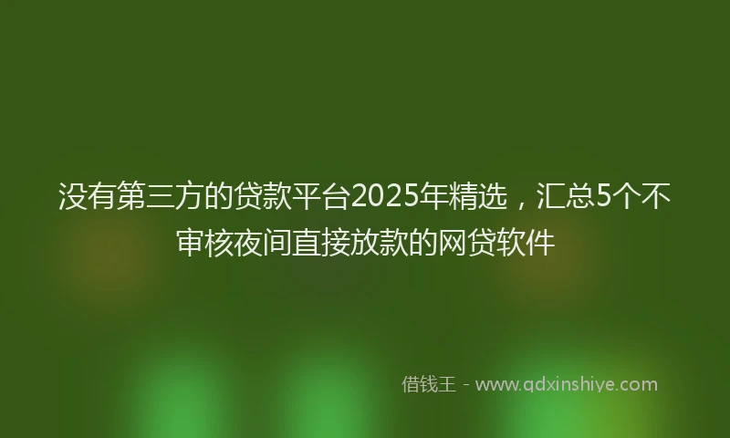 没有第三方的贷款平台2025年精选，汇总5个不审核夜间直接放款的网贷软件