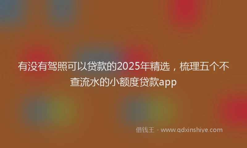 有没有驾照可以贷款的2025年精选，梳理五个不查流水的小额度贷款app