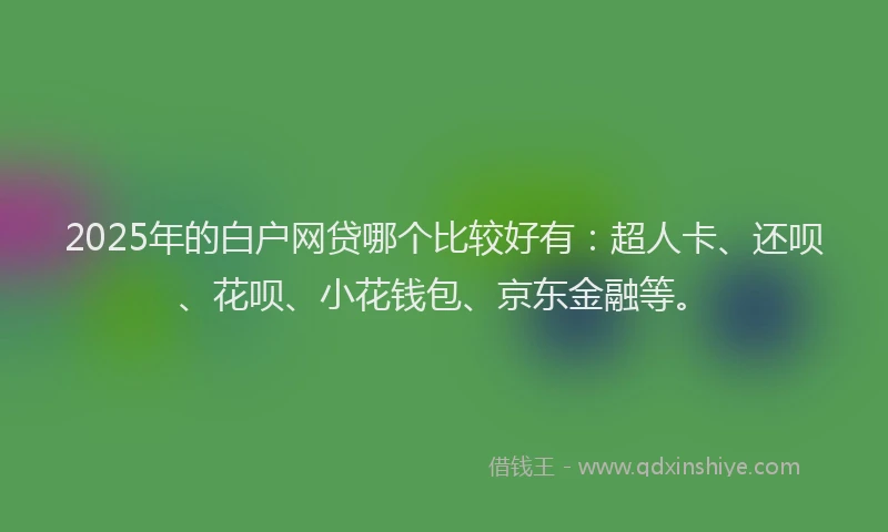 2025年的白户网贷哪个比较好有：超人卡、还呗、花呗、小花钱包、京东金融等。
