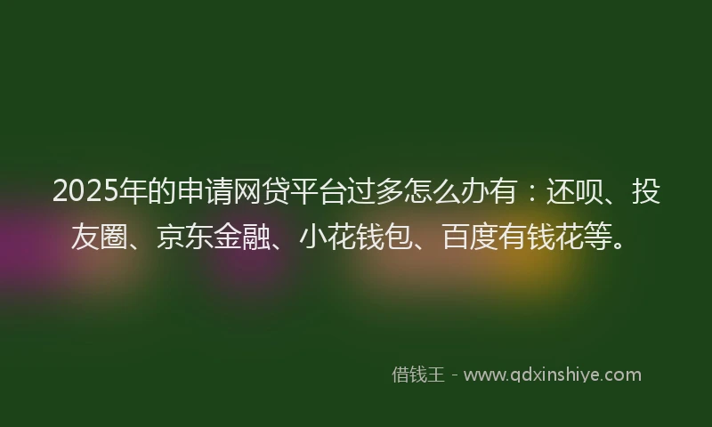 2025年的申请网贷平台过多怎么办有：还呗、投友圈、京东金融、小花钱包、百度有钱花等。