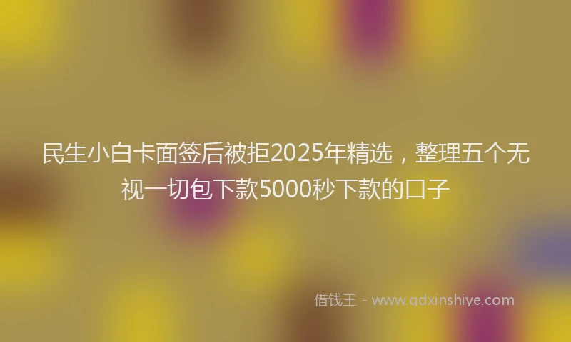 民生小白卡面签后被拒2025年精选，整理五个无视一切包下款5000秒下款的口子