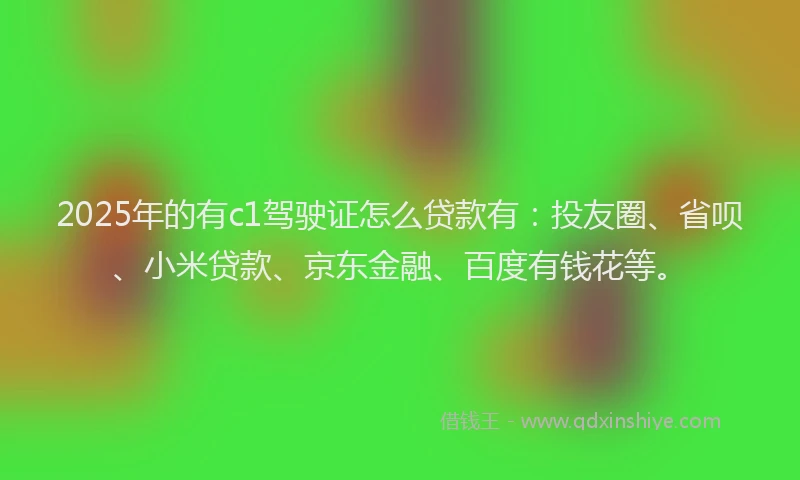 2025年的有c1驾驶证怎么贷款有：投友圈、省呗、小米贷款、京东金融、百度有钱花等。