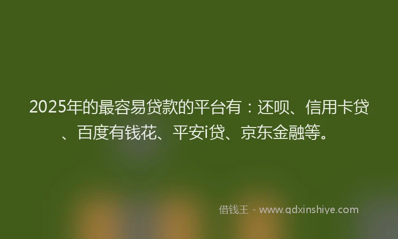 2025年的最容易贷款的平台有：还呗、信用卡贷、百度有钱花、平安i贷、京东金融等。