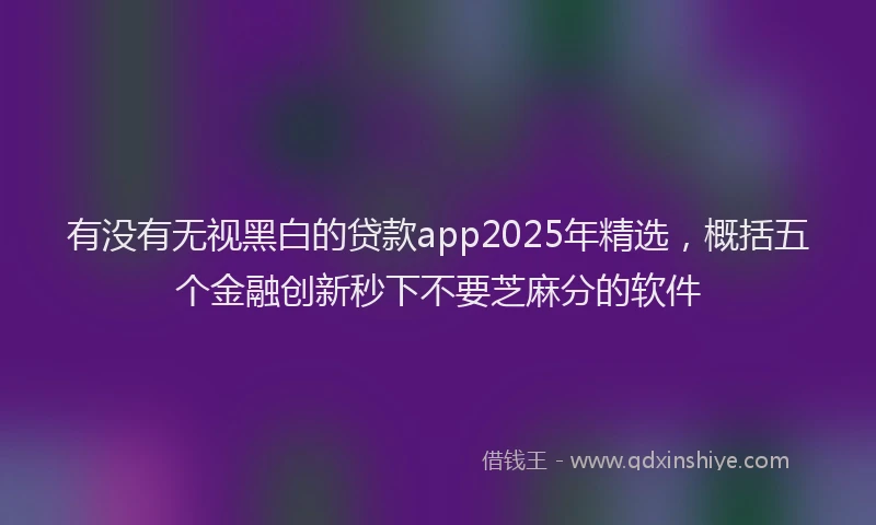 有没有无视黑白的贷款app2025年精选，概括五个金融创新秒下不要芝麻分的软件