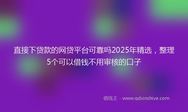 直接下贷款的网贷平台可靠吗2025年精选，整理5个可以借钱不用审核的口子