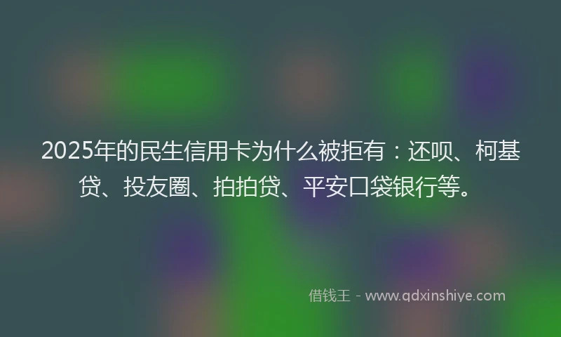 2025年的民生信用卡为什么被拒有：还呗、柯基贷、投友圈、拍拍贷、平安口袋银行等。
