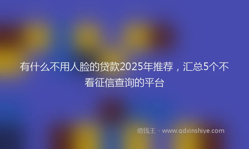 有什么不用人脸的贷款2025年推荐，汇总5个不看征信查询的平台