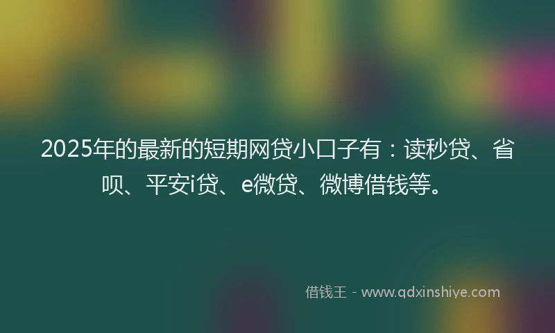 2025年的最新的短期网贷小口子有：读秒贷、省呗、平安i贷、e微贷、微博借钱等。