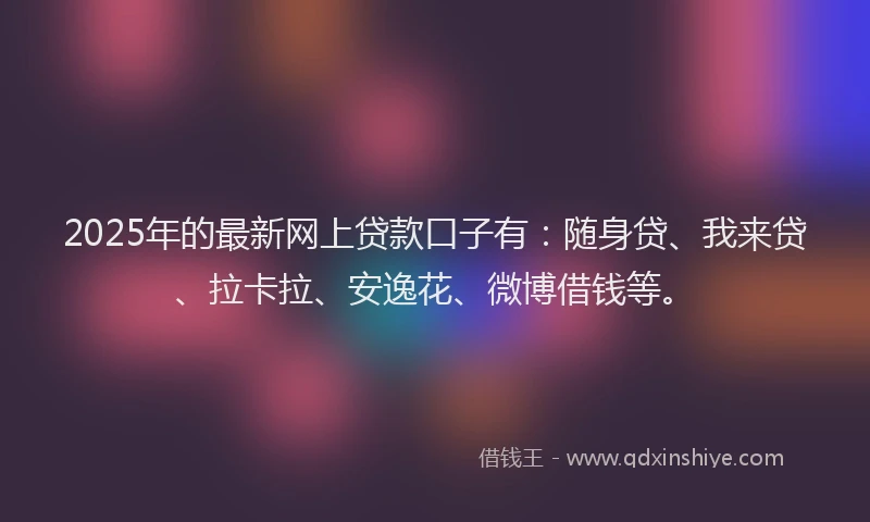2025年的最新网上贷款口子有：随身贷、我来贷、拉卡拉、安逸花、微博借钱等。