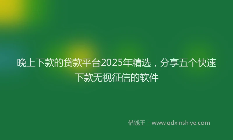 晚上下款的贷款平台2025年精选，分享五个快速下款无视征信的软件
