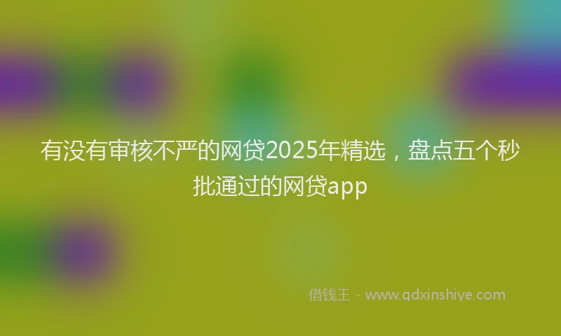 有没有审核不严的网贷2025年精选，盘点五个秒批通过的网贷app