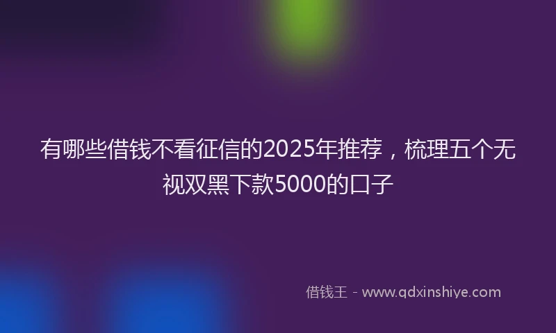 有哪些借钱不看征信的2025年推荐，梳理五个无视双黑下款5000的口子
