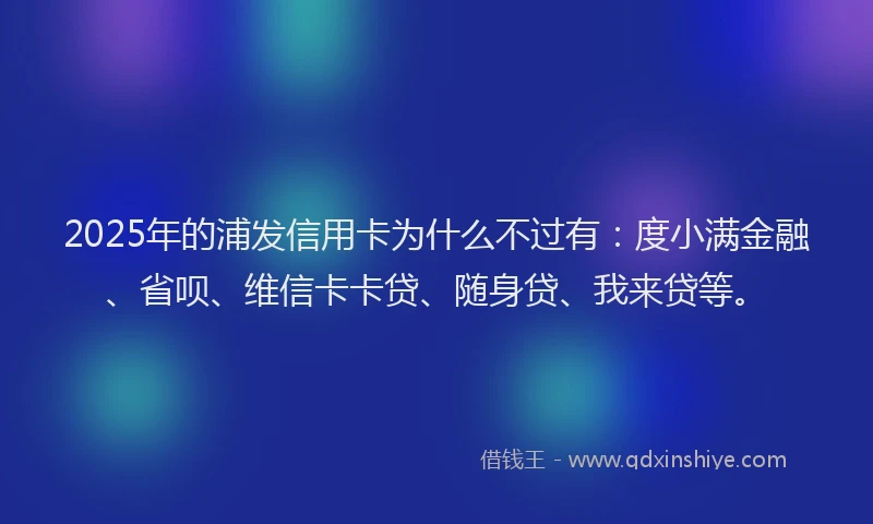 2025年的浦发信用卡为什么不过有：度小满金融、省呗、维信卡卡贷、随身贷、我来贷等。