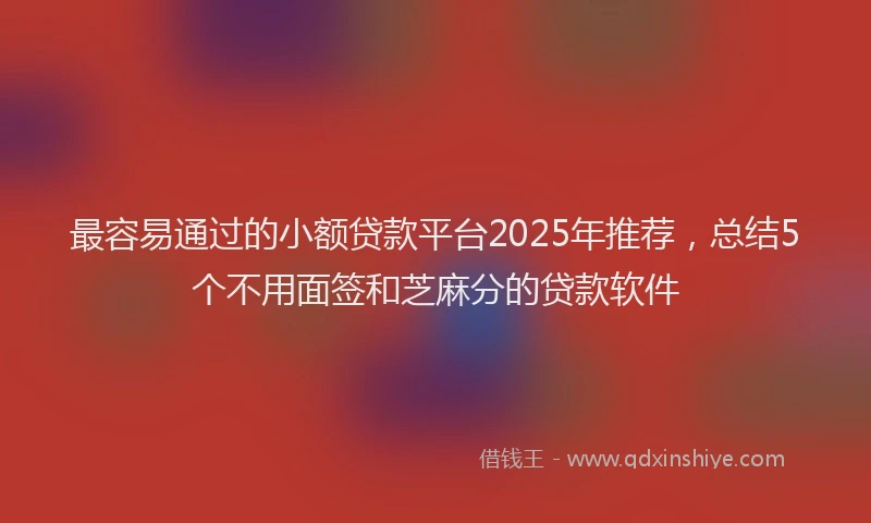 最容易通过的小额贷款平台2025年推荐，总结5个不用面签和芝麻分的贷款软件