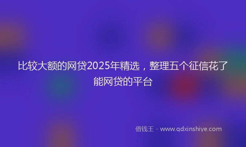 比较大额的网贷2025年精选，整理五个征信花了能网贷的平台