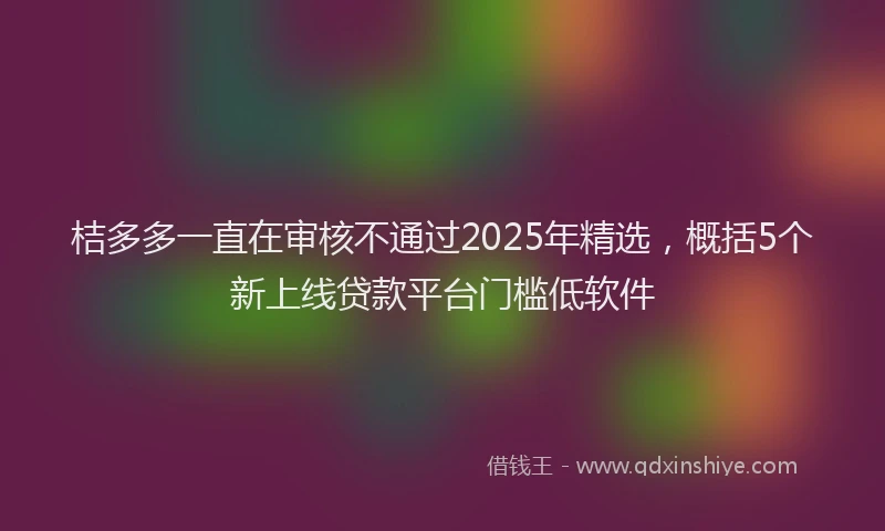 桔多多一直在审核不通过2025年精选，概括5个新上线贷款平台门槛低软件