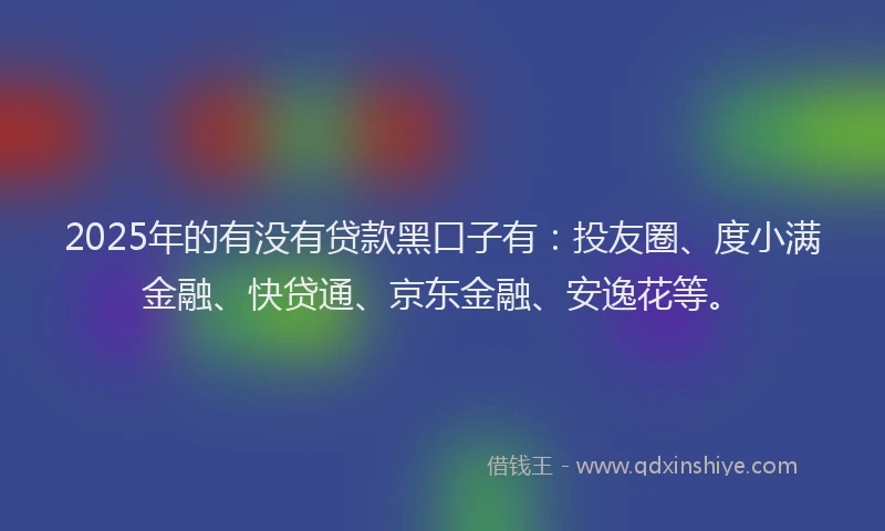 2025年的有没有贷款黑口子有：投友圈、度小满金融、快贷通、京东金融、安逸花等。