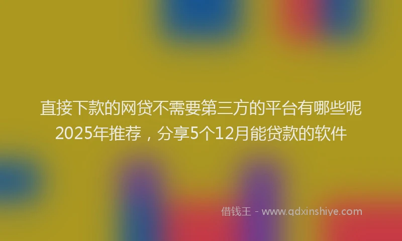 直接下款的网贷不需要第三方的平台有哪些呢2025年推荐，分享5个12月能贷款的软件